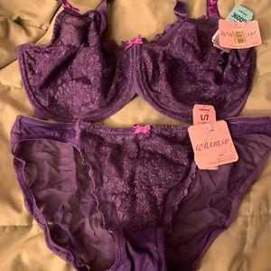 Whimsy purple bra and panty set 36 DDD and large